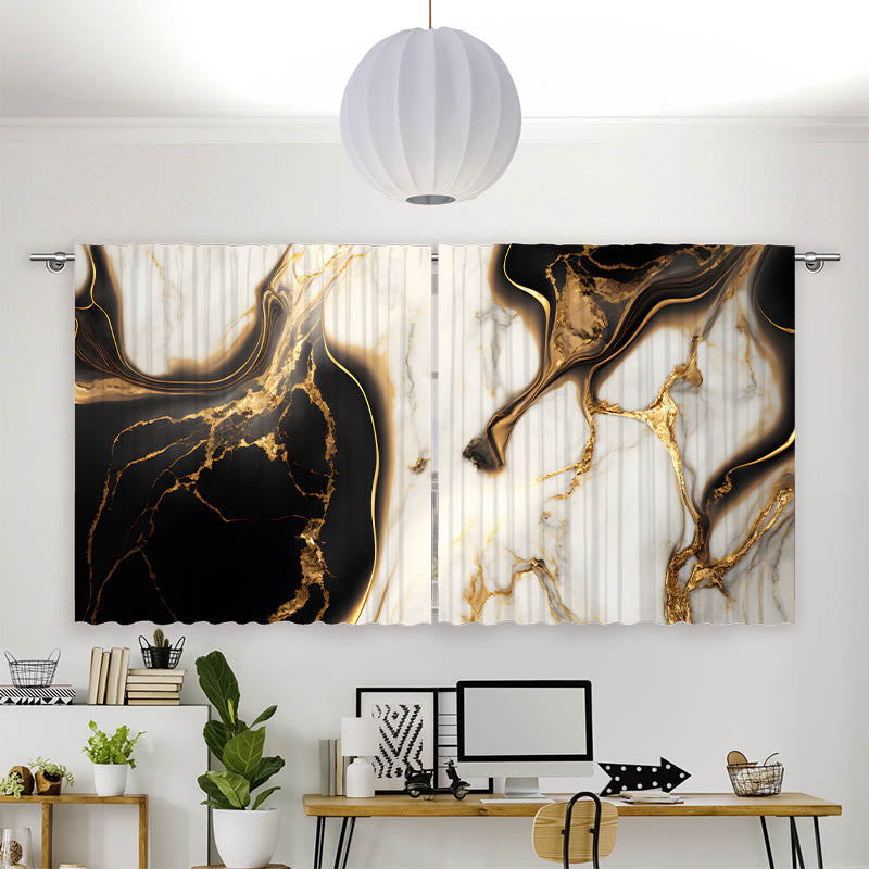 Vorhang Motiv Abstrakt Marmor Weiss Schwarz