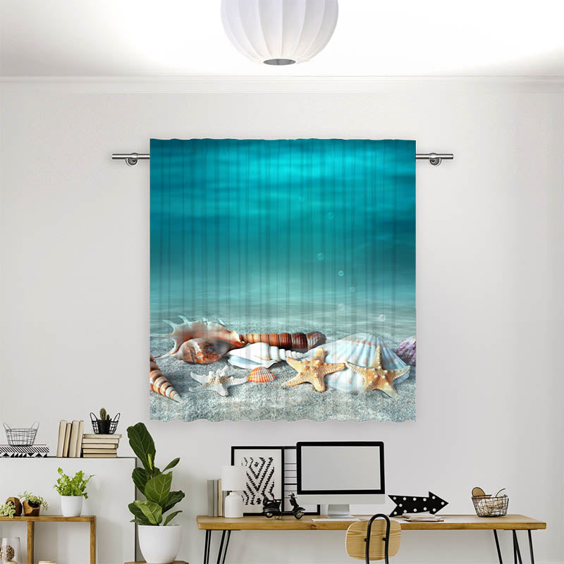 Vorhang Motiv Muschel und Seestern am Strand