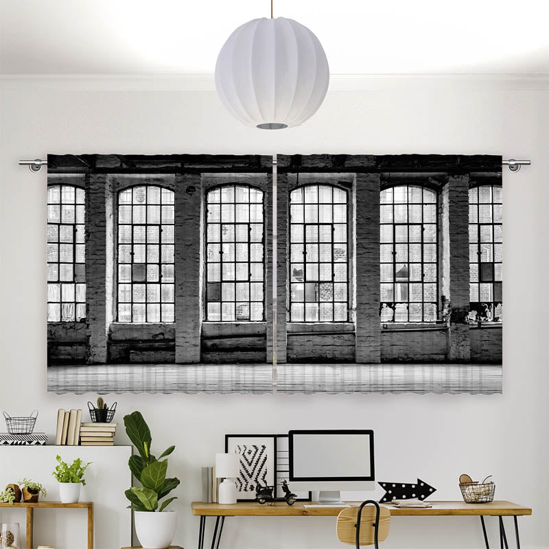 Vorhang Motiv Alte Fabrikfenster