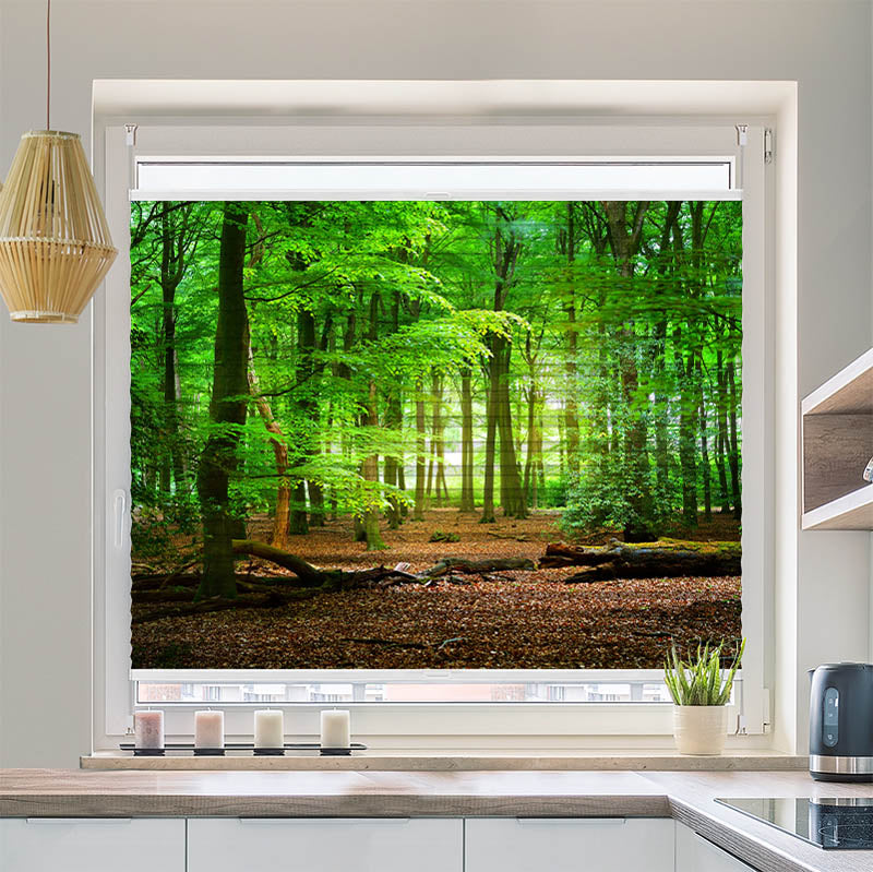 Wabenplissee Motiv Wald mit Eichenlaub