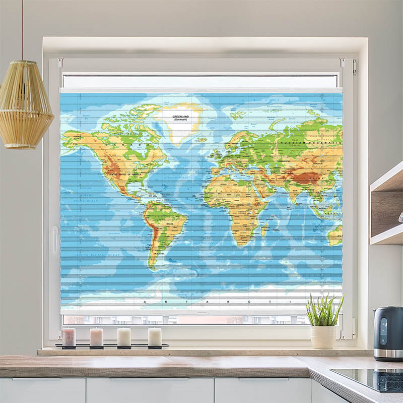 Wabenplissee Motiv "Weltkarte"