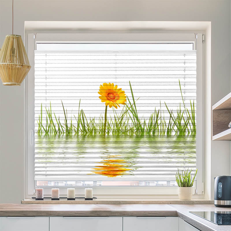 Wabenplissee Motiv "Gras im Wasser"