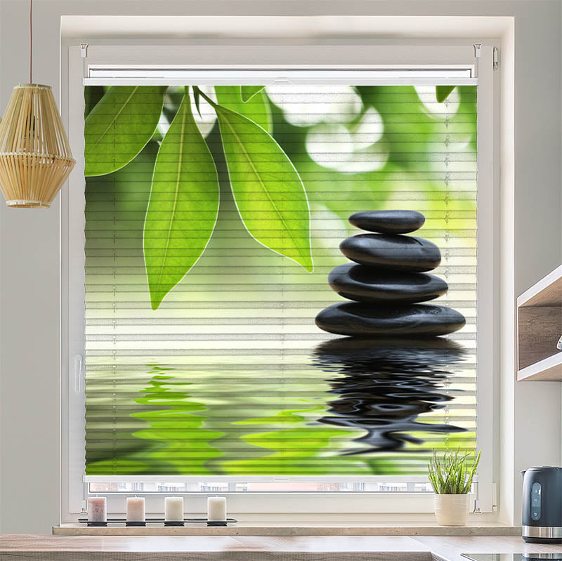 Wabenplissee Motiv Schwarze Steine