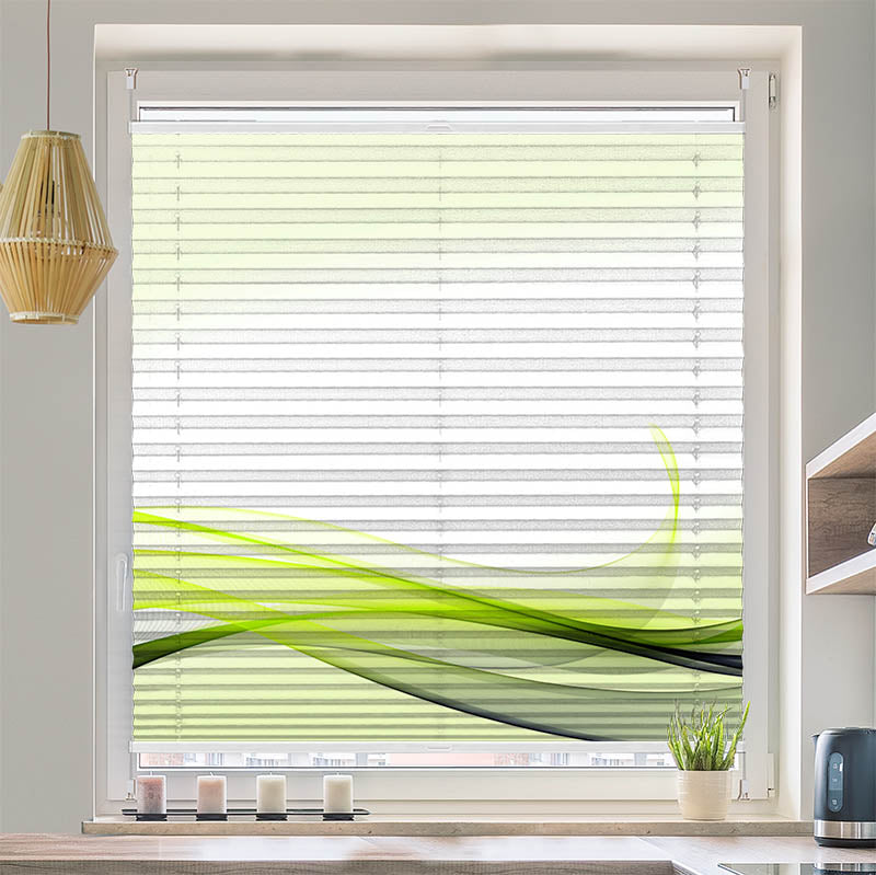 Wabenplissee Motiv Abstrakt Gruene Wellen