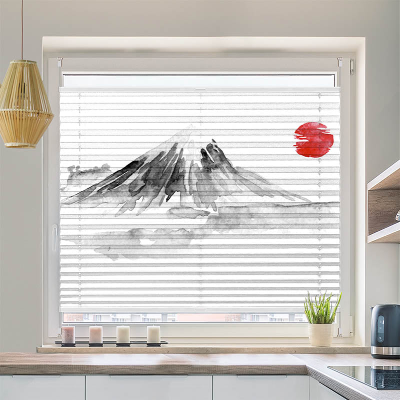 Wabenplissee Motiv Fujiyama Zeichnung Asiatisch