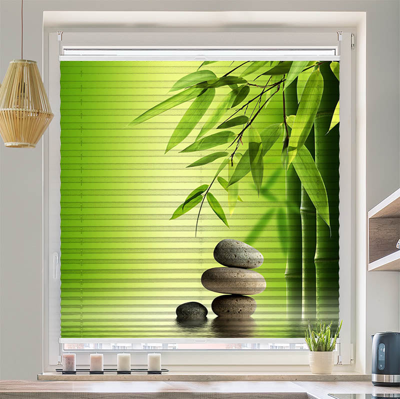 Wabenplissee Motiv Wellness Steine Bambus