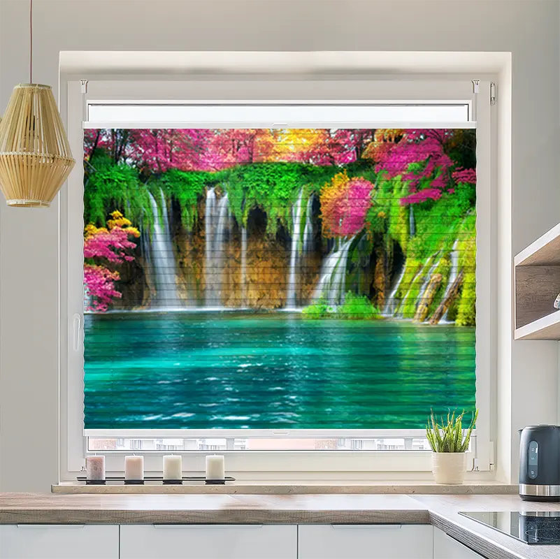 Wabenplissee Motiv Wasserfall in Kroatien