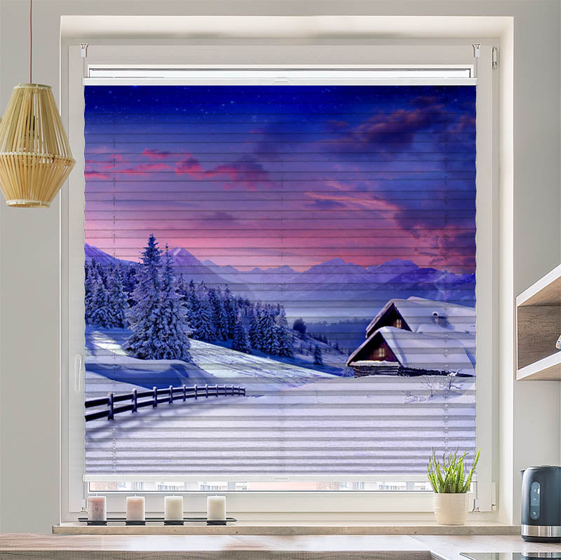 Wabenplissee Motiv Winterlandschaft