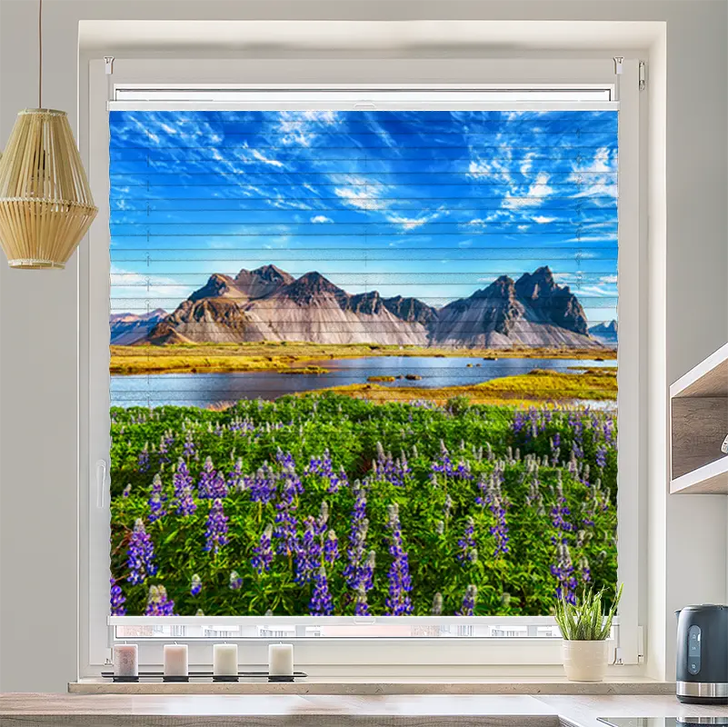 Wabenplissee Motiv Berglandschaft Island