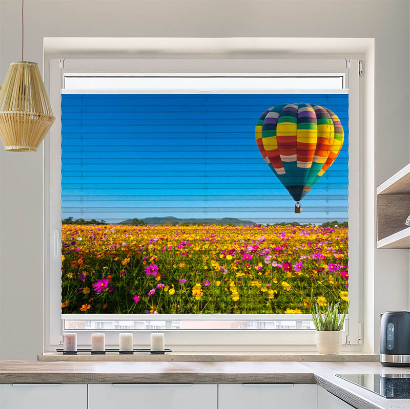 Wabenplissee Motiv Blumenwiese Ballon