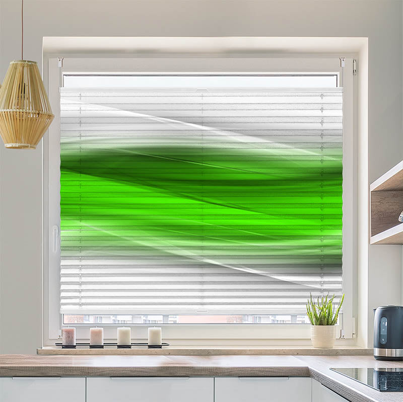 Wabenplissee Motiv Wellen Gruen Grau