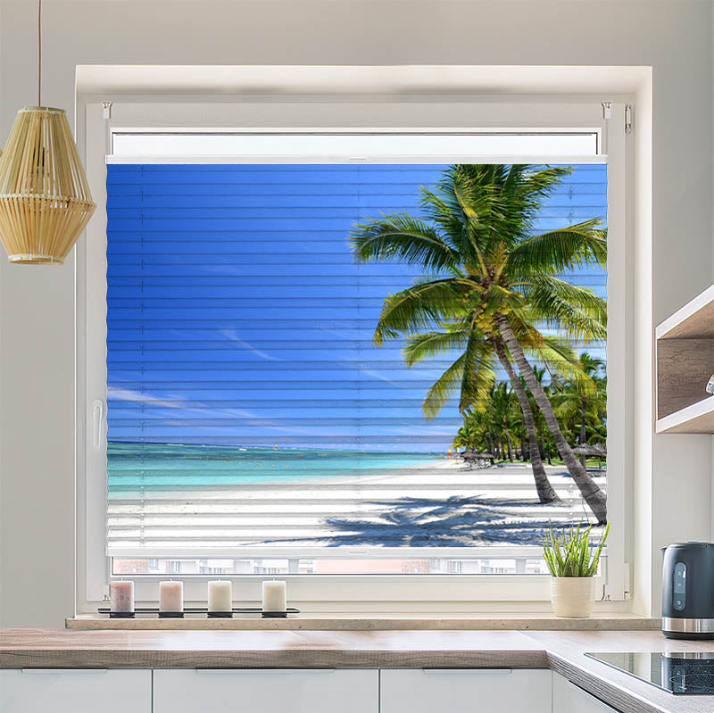 Wabenplissee Motiv Meer Palmen Strand