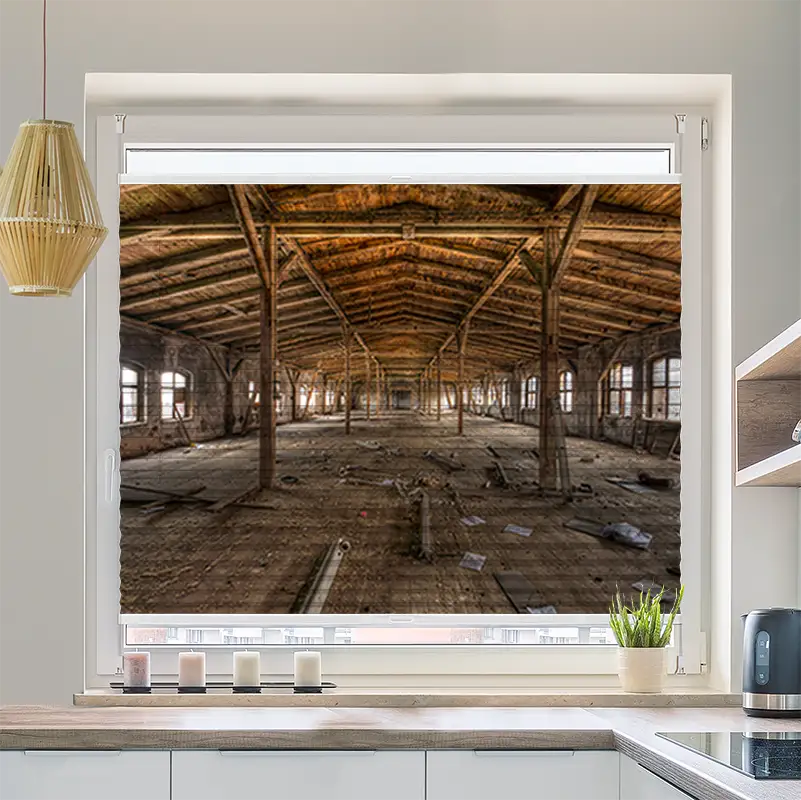 Wabenplissee Motiv Alte Fabrikhalle