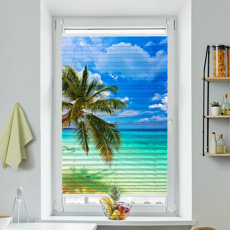 Wabenplissee Motiv Palme Meer