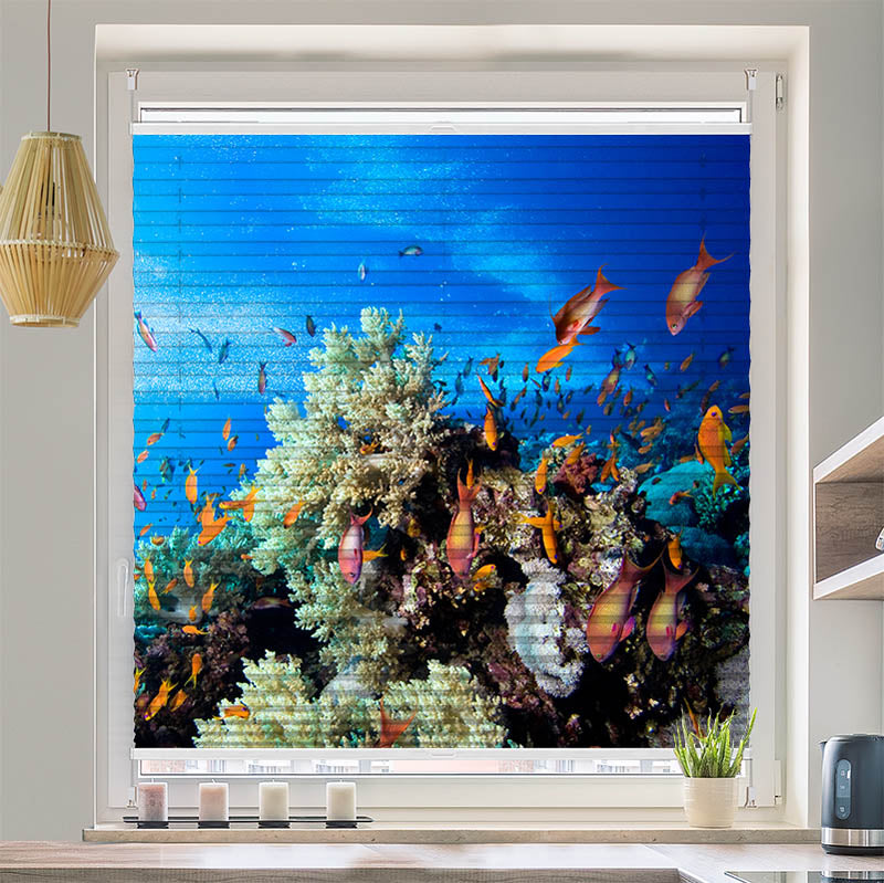 Wabenplissee Motiv "Korallen und Fische"