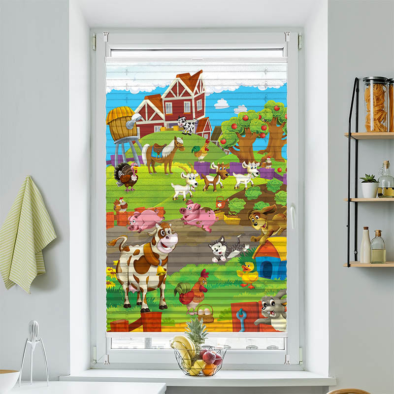 Wabenplissee Motiv "Bauernhof Tiere"