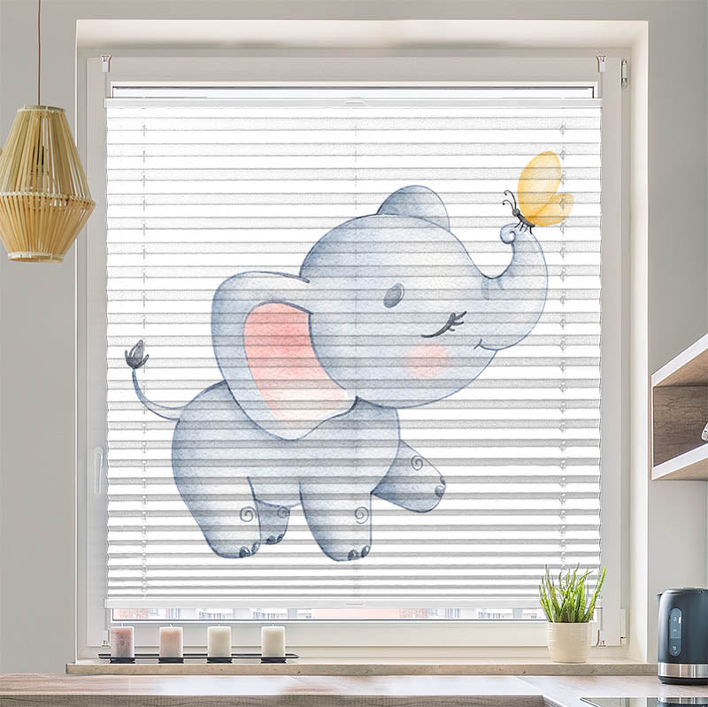 Wabenplissee Motiv Elefantenkind Schmetterling