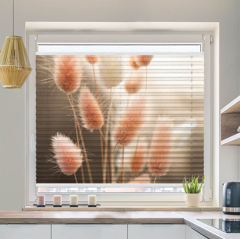 Wabenplissee Motiv Flauschiges Hasenschwanzgras