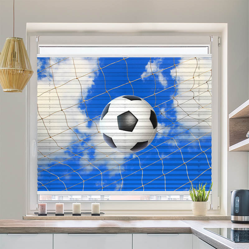 Wabenplissee Motiv Fussball im Netz