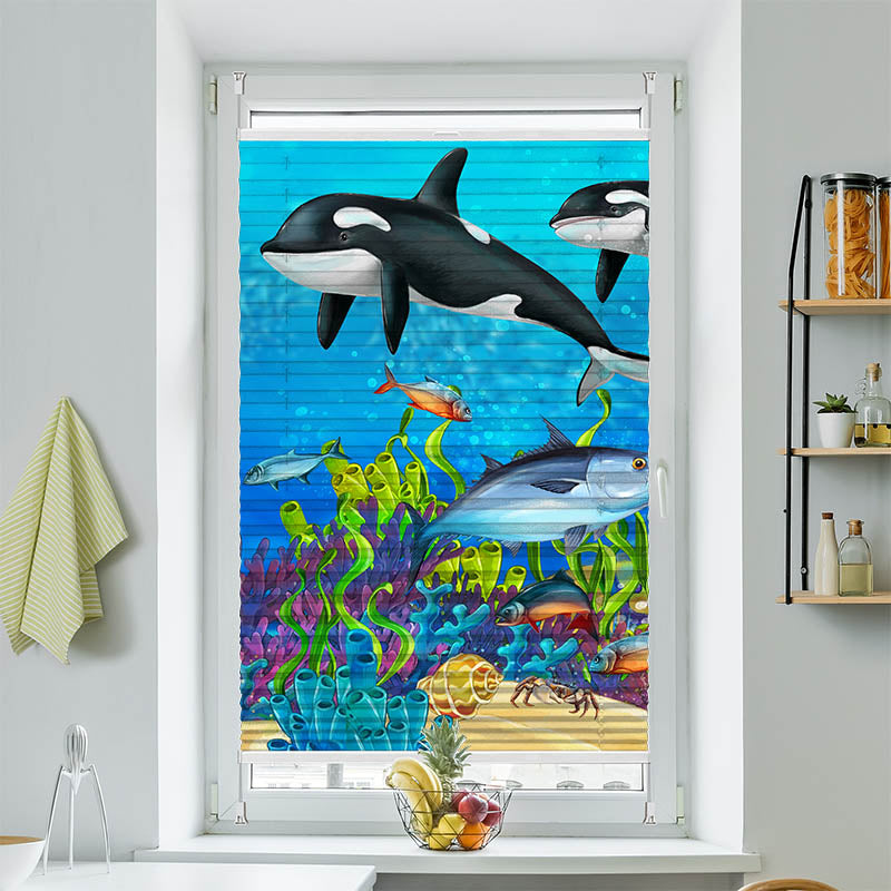 Wabenplissee Motiv "Orcas"