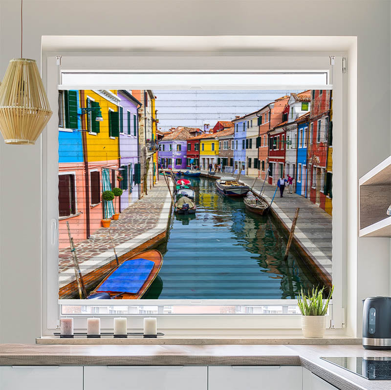 Wabenplissee Motiv Kanal Bunte Haeuser