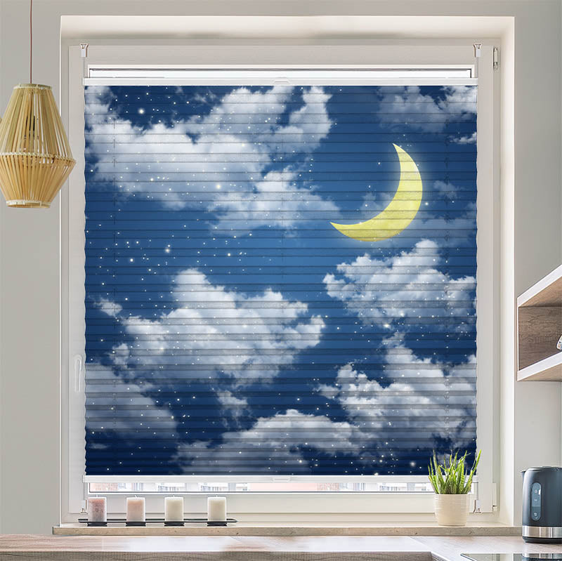 Wabenplissee Motiv Halbmond Himmel Nacht