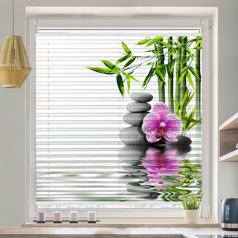 Wabenplissee Motiv Bambus Orchidee Zen Stones