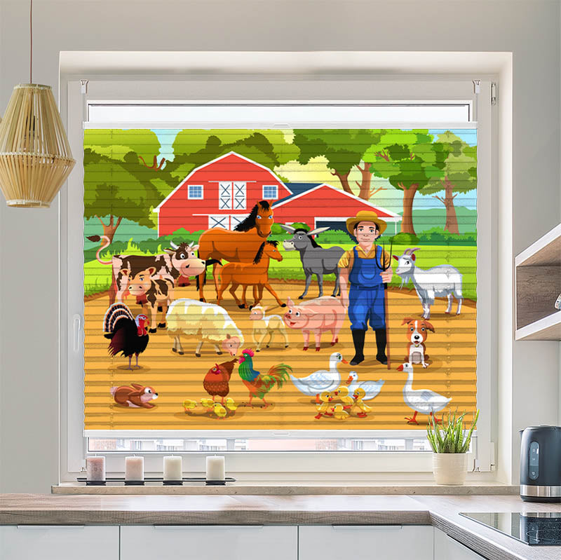 Wabenplissee Motiv "Bauer mit Seinen Tieren"