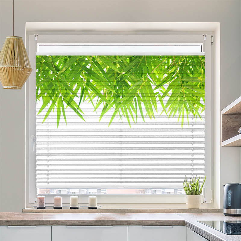 Wabenplissee Motiv Bambus Blaetter Oben