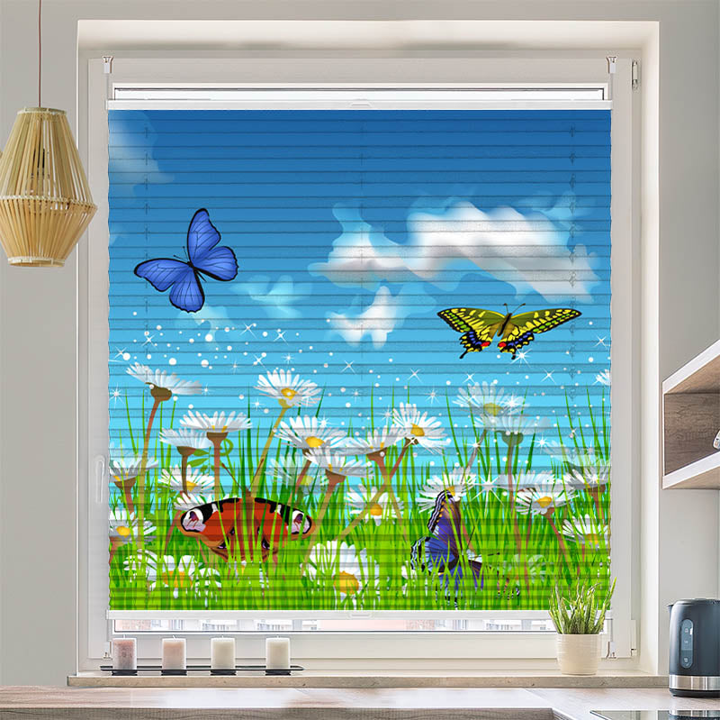 Wabenplissee Motiv Schmetterlinge Wiese