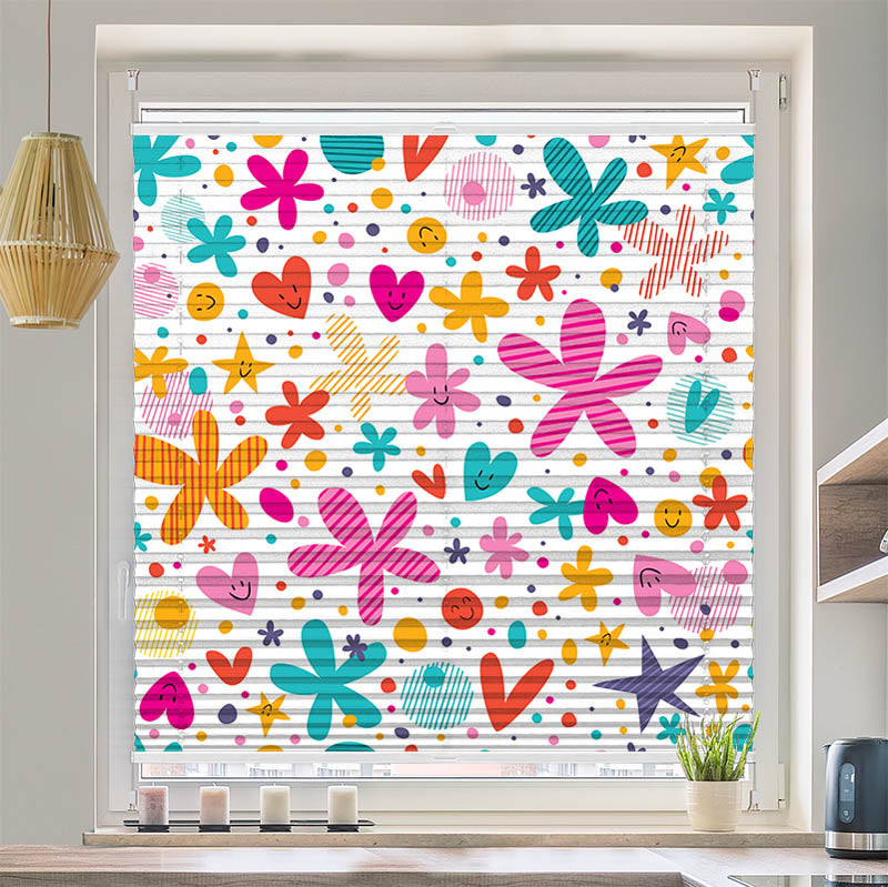 Wabenplissee Motiv "Herzen und Sterne"