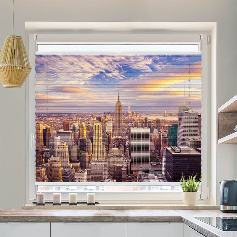 Wabenplissee Motiv Sunset New York City Skyline