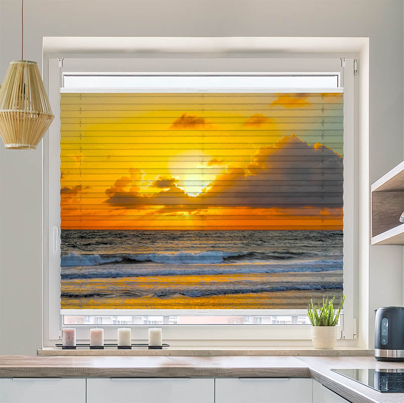 Wabenplissee Motiv "Sonnenuntergang Meer"