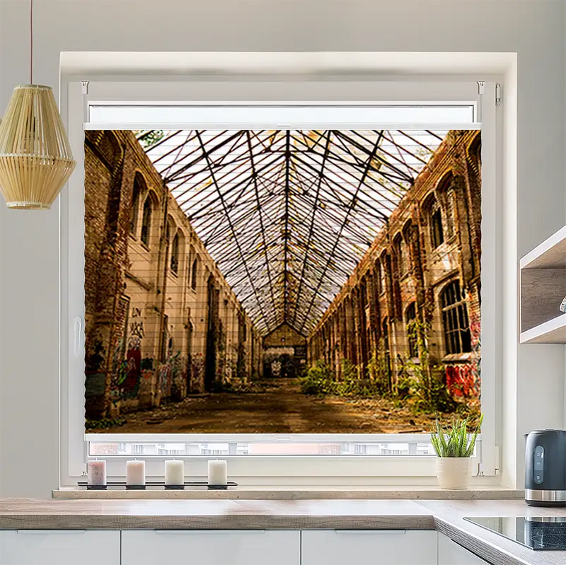 Wabenplissee Motiv Verlassene Fabrikhalle in Leipzig