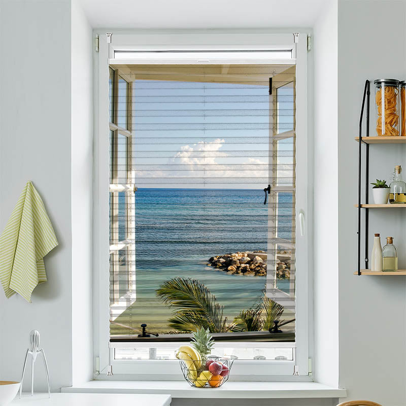 Wabenplissee Motiv Fenster Meerblick