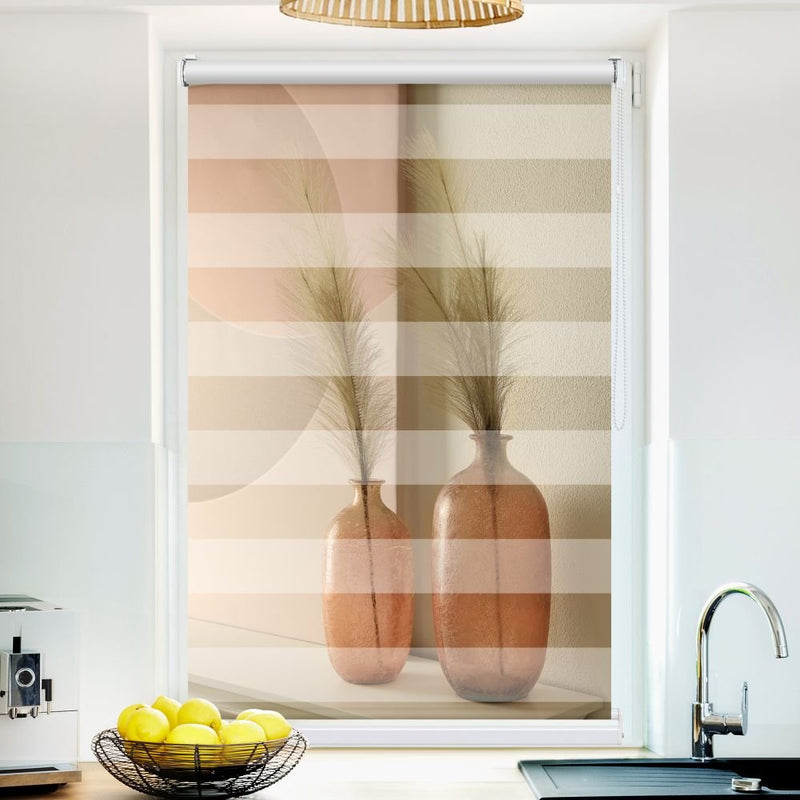 Klemmfix-Doppelrollo '401751321-Blumendekor-Vor-Weisser-Wand