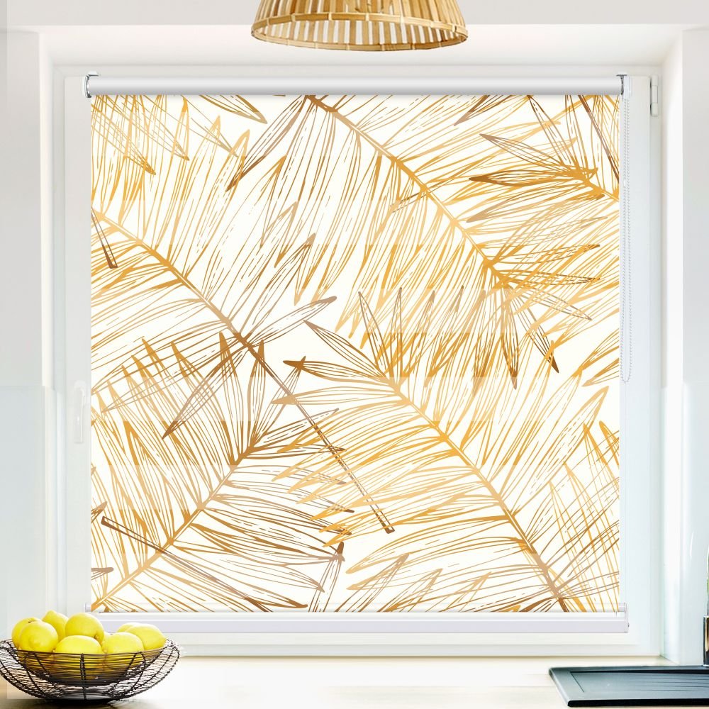 Klemmfix-Doppelrollo '605358591-Palmenblaetter-Gold