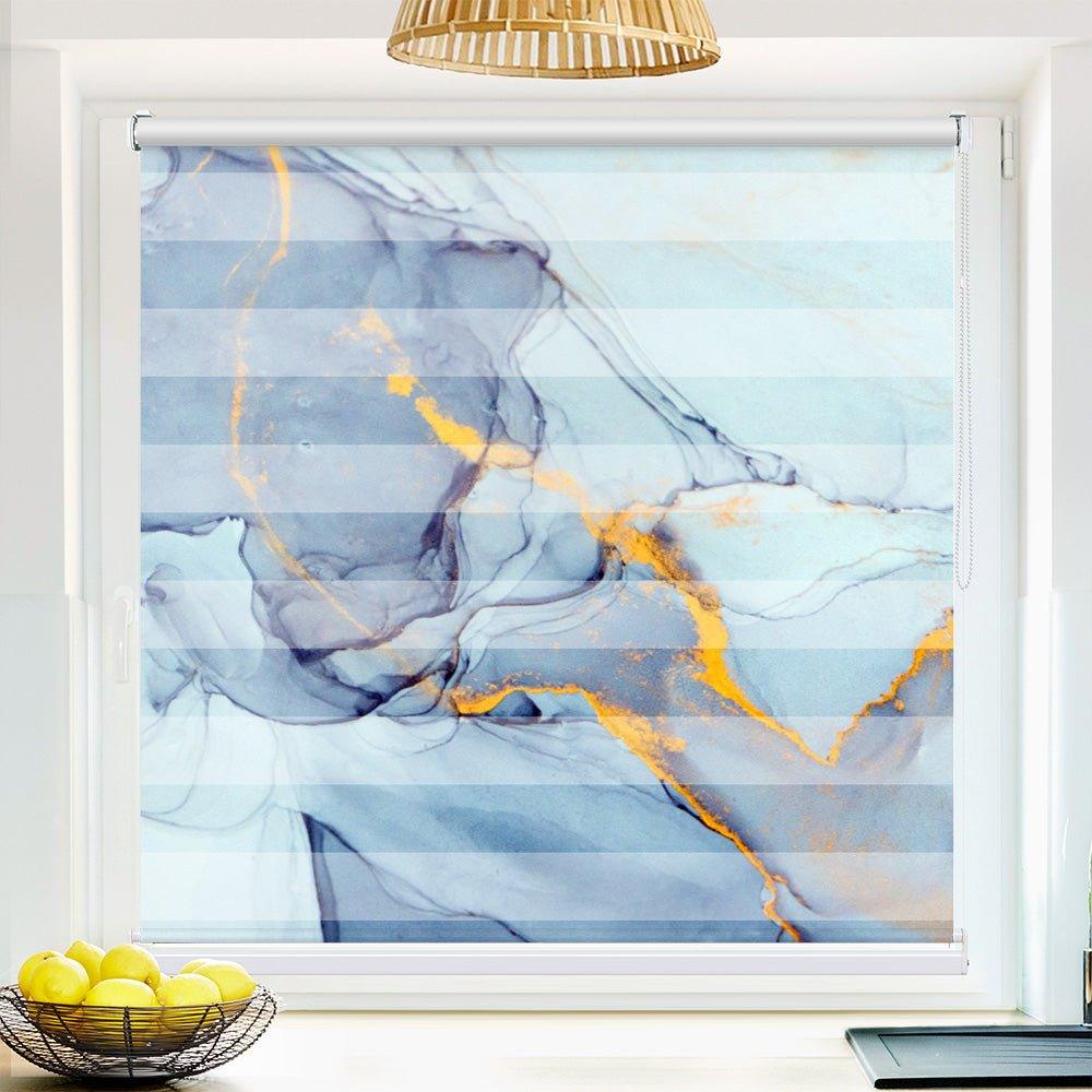Klemm Doppelrollo "Fluid Marmor" - ohne Bohren - Klemmfix - bis 150 cm Breite - Duo Rollo Fotodruck - La-Melle