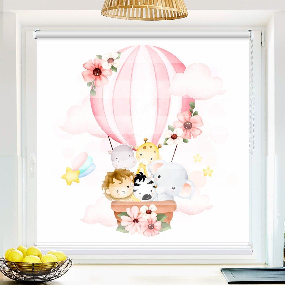 Klemm Doppelrollo "Afrika Tiere Heissluftballon" - ohne Bohren - Klemmfix - bis 150 cm Breite - Duo Rollo Fotodruck - La-Melle