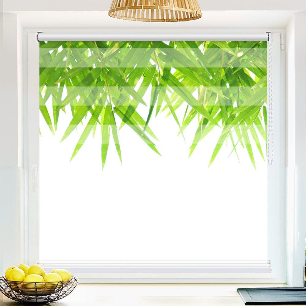Klemm Doppelrollo "Bambusblätter Dach" - ohne Bohren - Klemmfix - bis 150 cm Breite - Duo Rollo Fotodruck - La-Melle