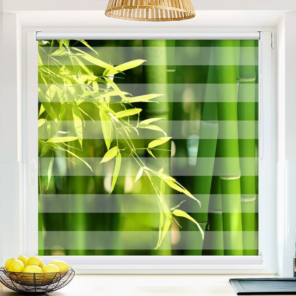 Klemm Doppelrollo "Bambus" - ohne Bohren - Klemmfix - bis 150 cm Breite - Duo Rollo Fotodruck - La-Melle