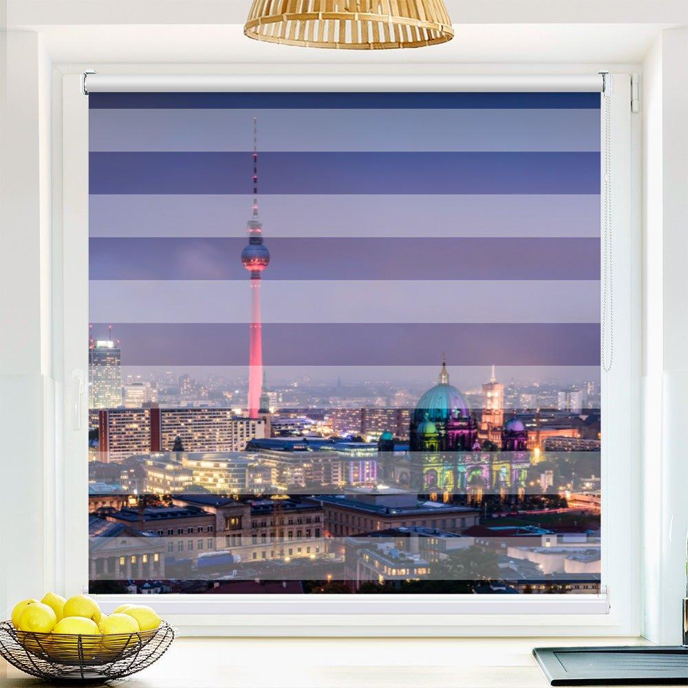 Klemm Doppelrollo "Berlin Skyline" - ohne Bohren - Klemmfix - bis 150 cm Breite - Duo Rollo Fotodruck - La-Melle