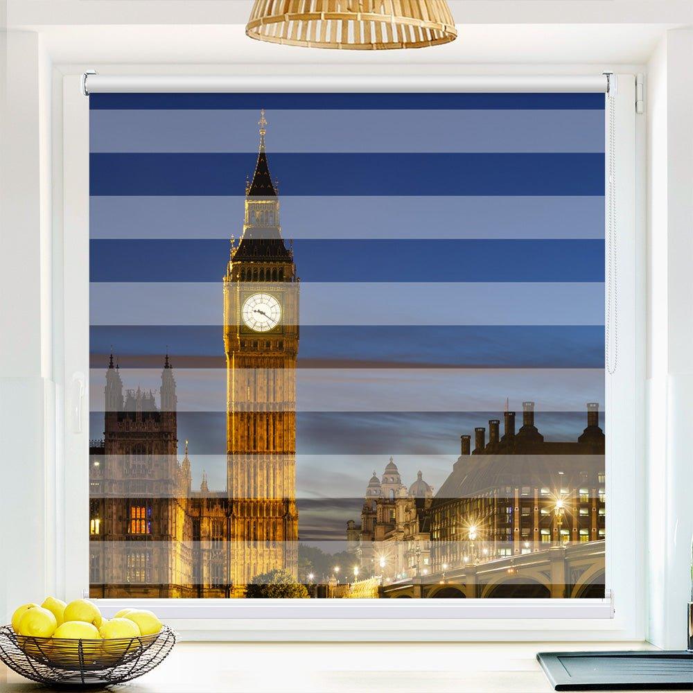 Klemm Doppelrollo "Big Westminster" - ohne Bohren - Klemmfix - bis 150 cm Breite - Duo Rollo Fotodruck - La-Melle