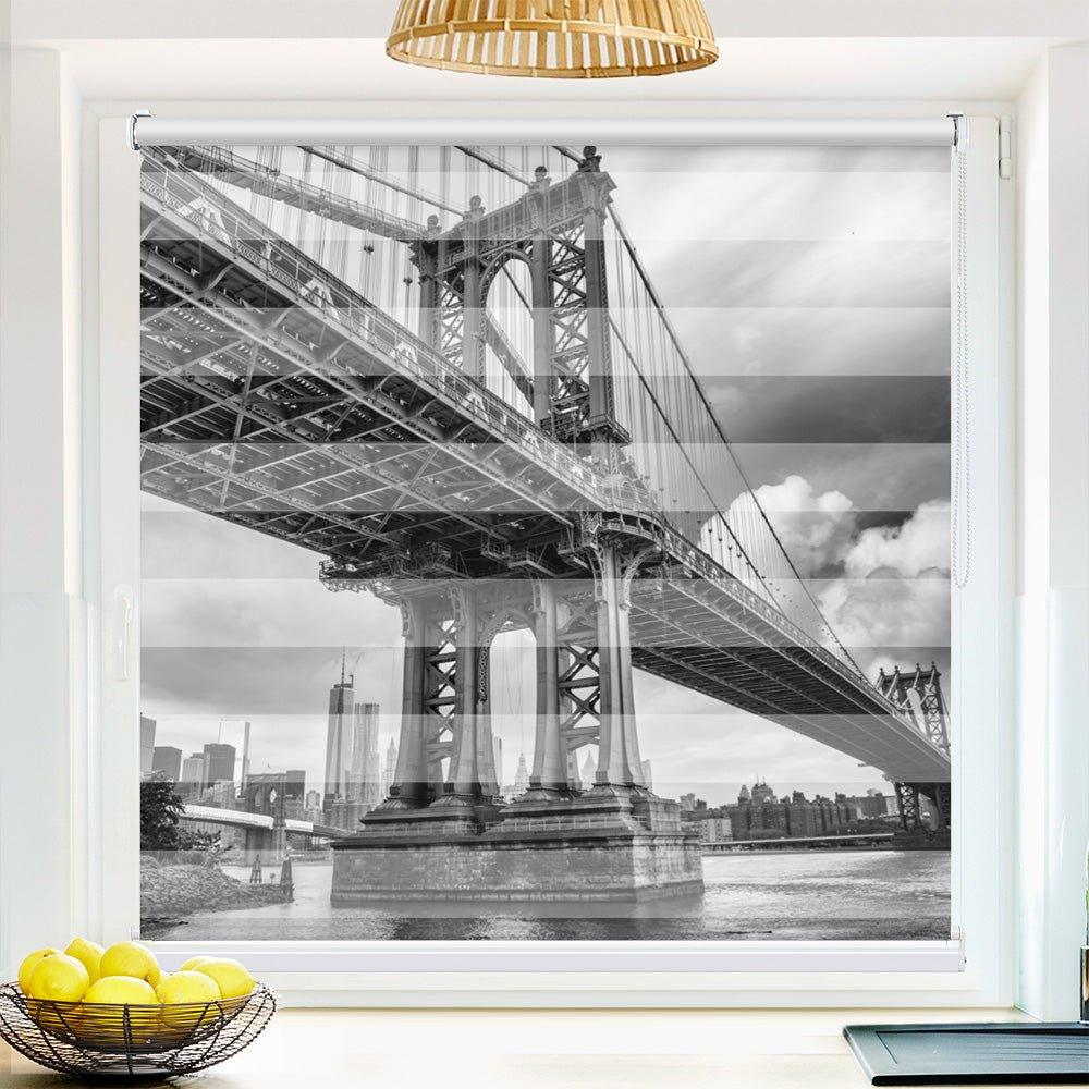 Klemm Doppelrollo "Brooklyn Sw" - ohne Bohren - Klemmfix - bis 150 cm Breite - Duo Rollo Fotodruck - La-Melle