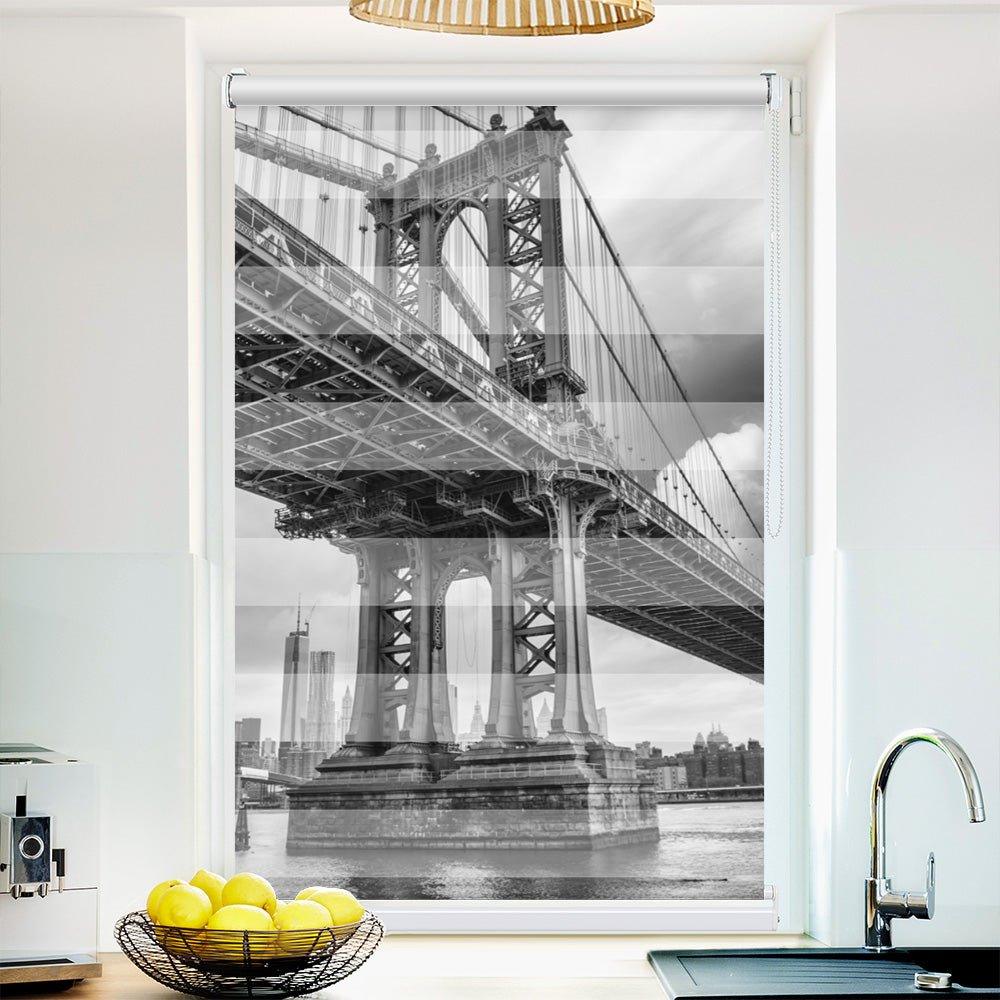 Klemm Doppelrollo "Brooklyn Sw" - ohne Bohren - Klemmfix - bis 150 cm Breite - Duo Rollo Fotodruck - La-Melle