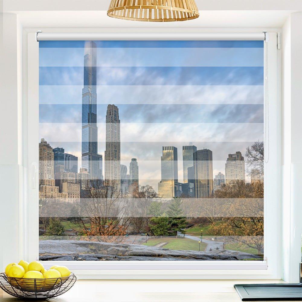 Klemm Doppelrollo "Central Manhatten" - ohne Bohren - Klemmfix - bis 150 cm Breite - Duo Rollo Fotodruck - La-Melle