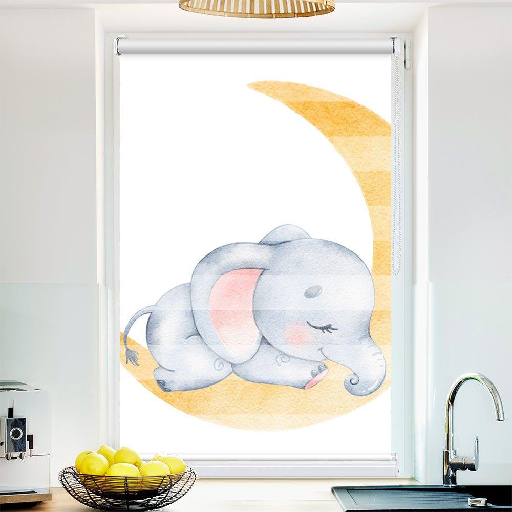 Klemm Doppelrollo "Elefant Baby Mond" - ohne Bohren - Klemmfix - bis 150 cm Breite - Duo Rollo Fotodruck - La-Melle