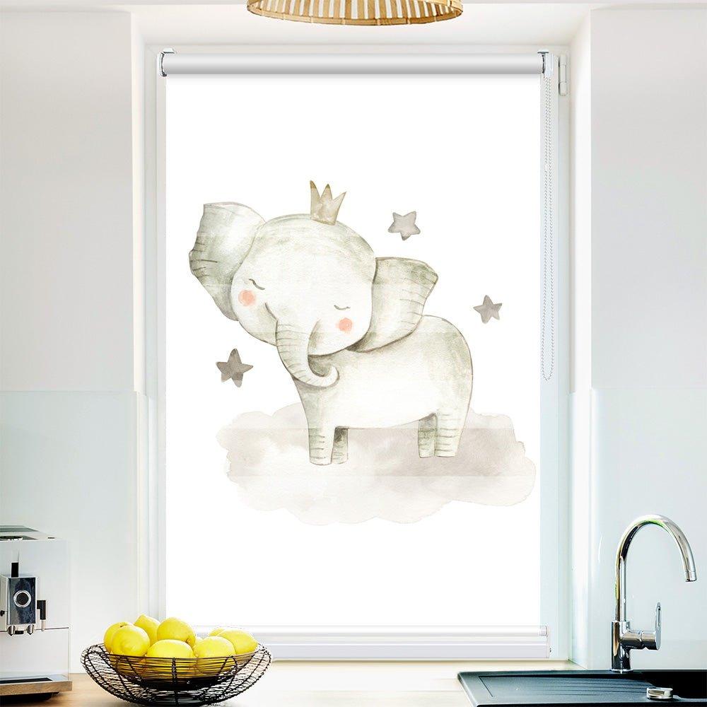 Klemm Doppelrollo "Elefant Wolke" - ohne Bohren - Klemmfix - bis 150 cm Breite - Duo Rollo Fotodruck - La-Melle