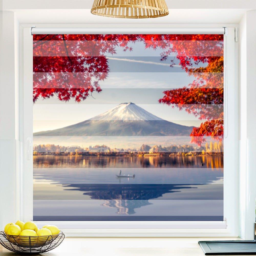 Klemm Doppelrollo "Fujiyama Japan Herbst" - ohne Bohren - Klemmfix - bis 150 cm Breite - Duo Rollo Fotodruck - La-Melle