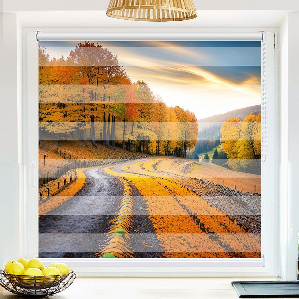 Klemm Doppelrollo "Herbst Wald Landschaft" - ohne Bohren - Klemmfix - bis 150 cm Breite - Duo Rollo Fotodruck - La-Melle